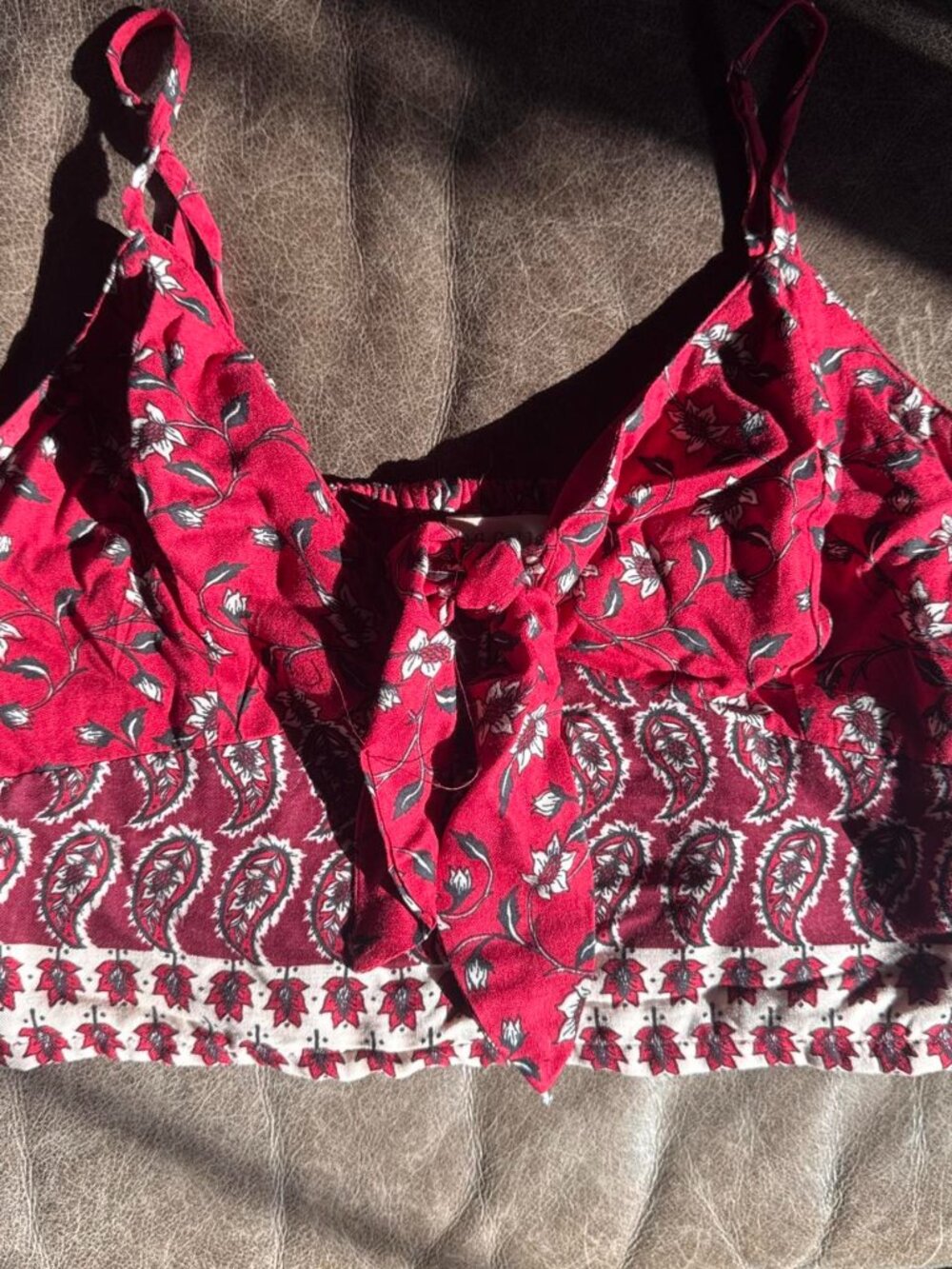 Red Paisley Crop Tank